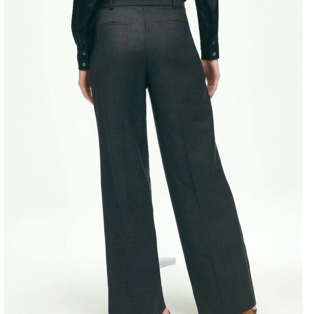 Brooks Brothers Wide-Leg Wool-Cashmere Trousers – Size 10 – Dark Grey, like new